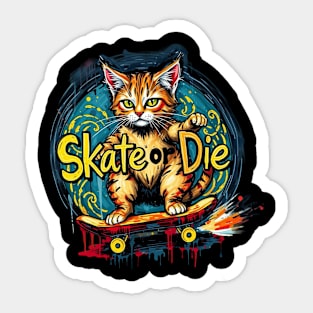 Skate or Die Cat Sticker